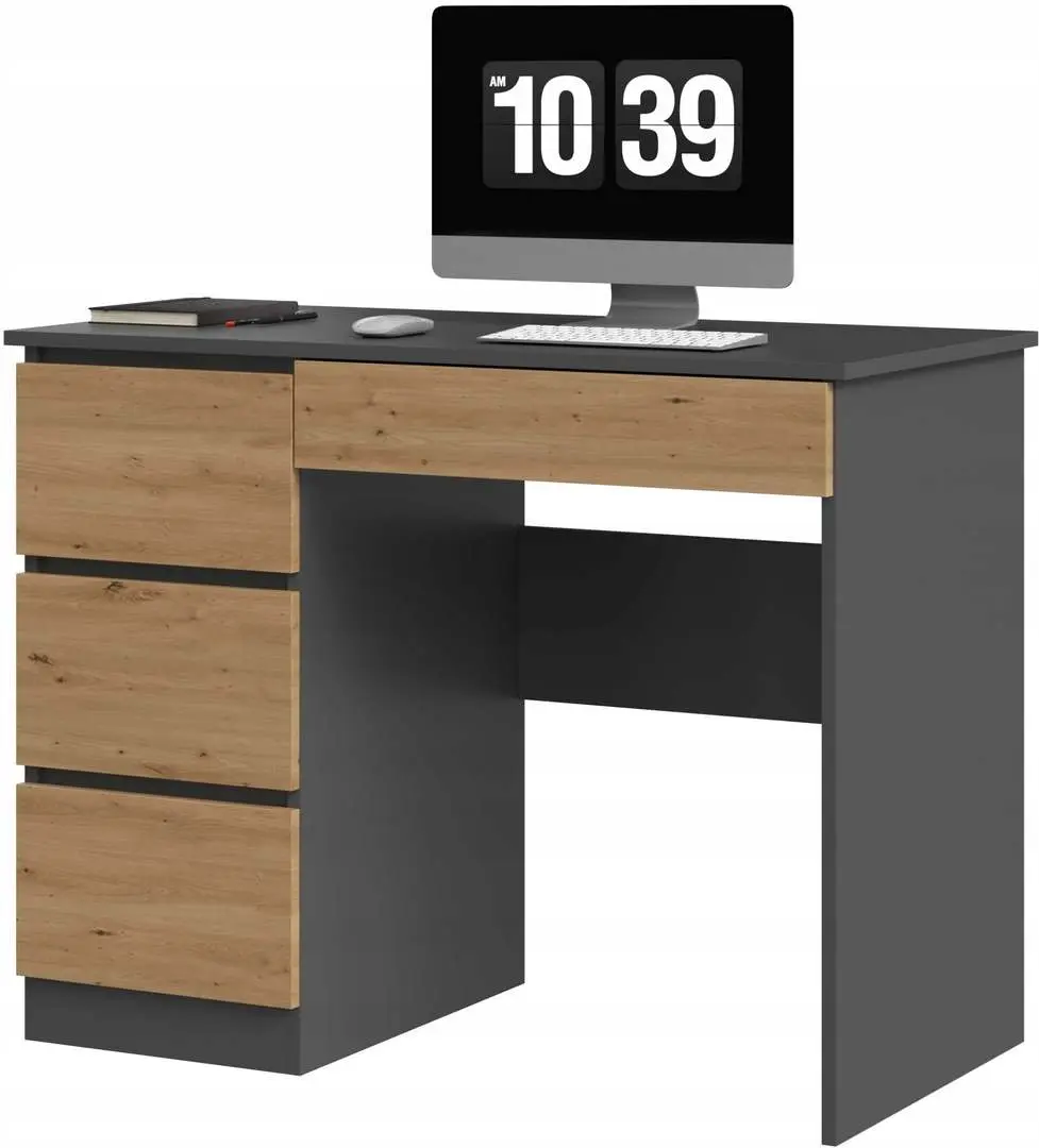 Masă de birou TopEshop Mijas Left, antracit/stejar artizanal pe tehnoparc.md Masă de birou TopEshop Mijas Left, antracit/stejar artizanal