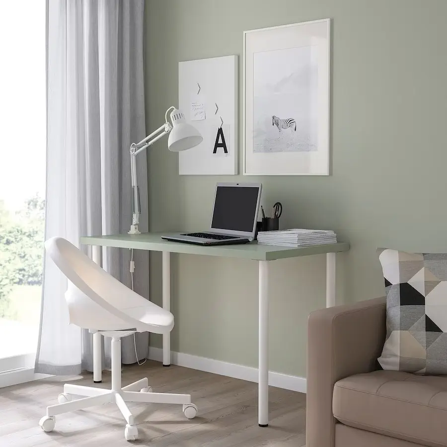 Masă de birou IKEA Lagkapten/Adils 120x60cm, verde deschis/alb pe tehnoparc.md Masă de birou IKEA Lagkapten/Adils 120x60cm, verde deschis/alb