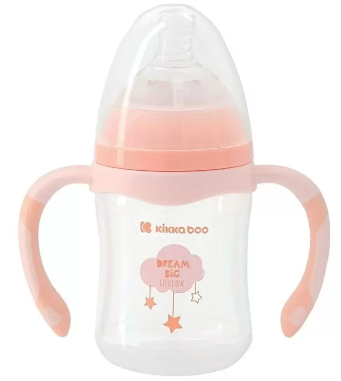 Cană cu pai Kikka Boo Anti-colic Peach, roz