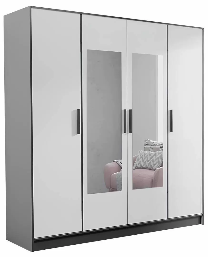 Dulap Prime Furniture Roj 4D 207, alb/negru