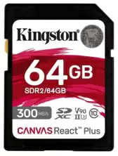 Карта памяти Kingston SDXC Canvas React Plus Class10 UHS-II U3 V90, 64GB