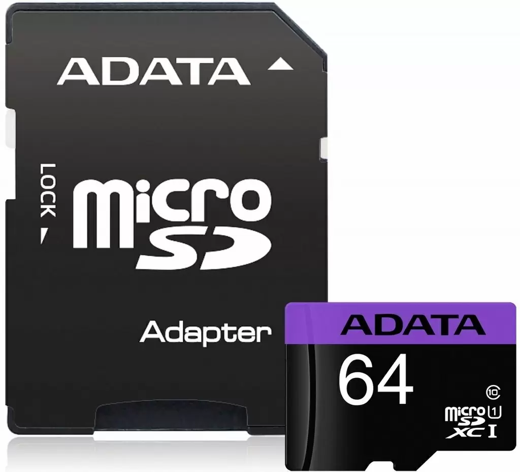 Карта памяти Adata Premier microSDHC/SDXC Class 10 UHS-I + SD adapter, 64GB