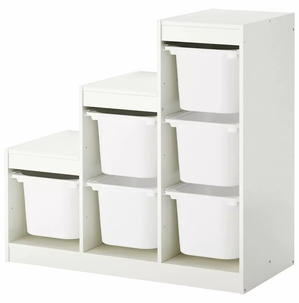 Etajeră cu containere pentru jucării IKEA Trofast 99x44x94cm, alb