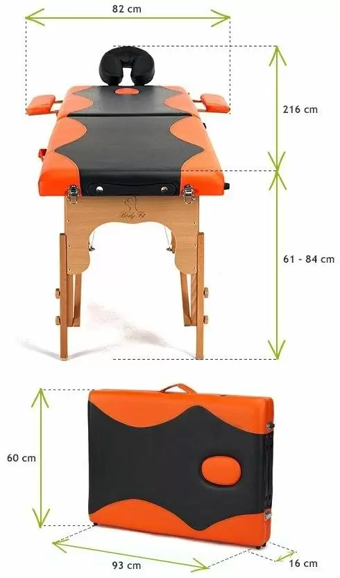 Массажный стол BodyFit 1041, черный/оранжевый