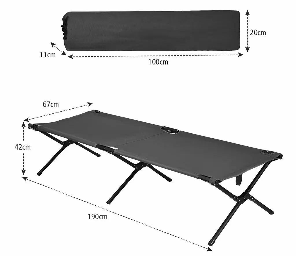 Pat pliabil camping Costway OP70269GR, gri