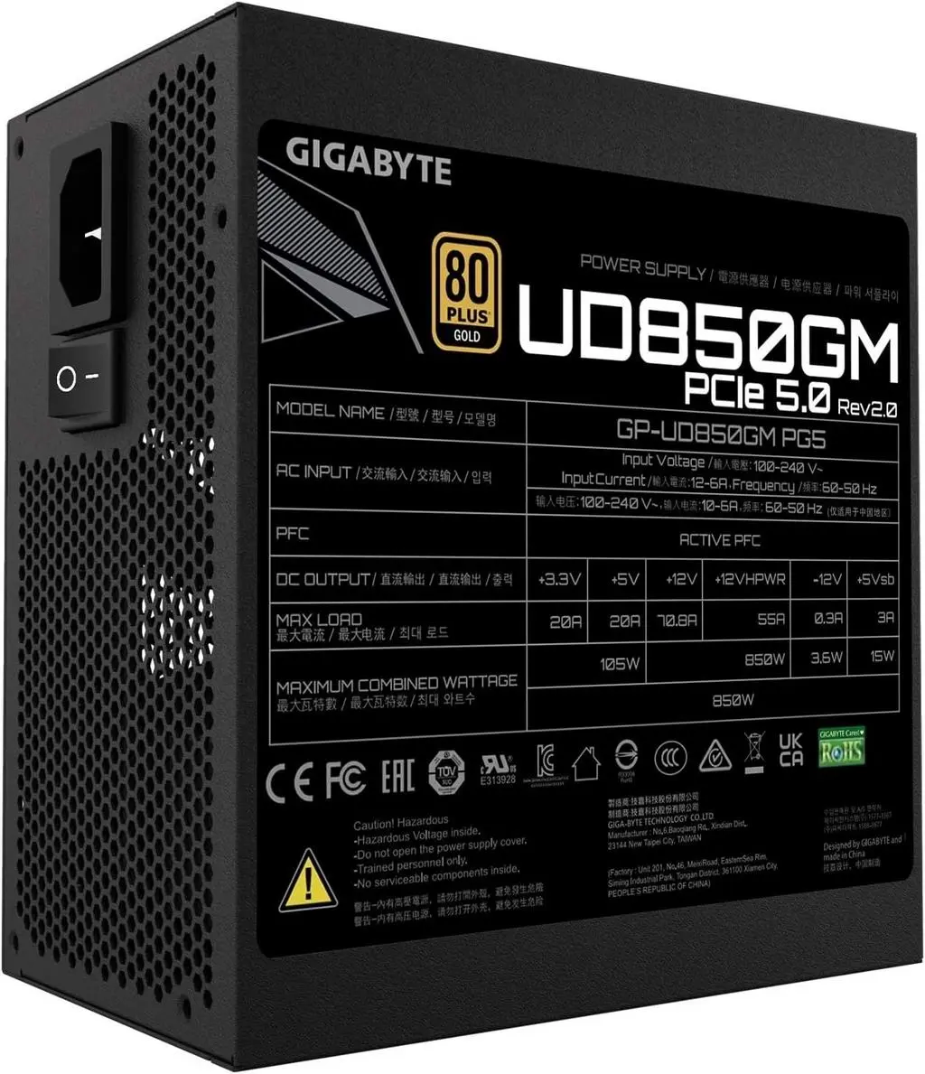 Sursă de alimentare Gigabyte 850W GP-UD850GM PG5, negru