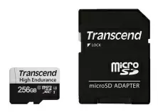Карта памяти Transcend microSDXC 350V + SD adapter, 256ГБ