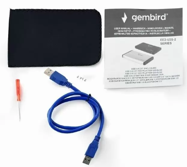 Карман для накопителя 2.5" Gembird EE2-U3S-2-B, синий