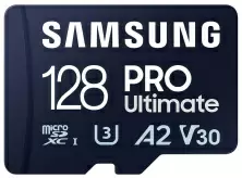Карта памяти Samsung MicroSD PRO Ultimate Class 10 UHS-I U3 + SD adapter, 128ГБ
