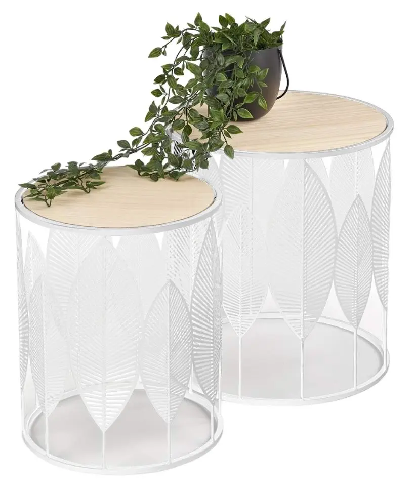 Set măsuțe cafea Halmar Folla, alb/natural pe tehnoparc.md Set măsuțe cafea Halmar Folla, alb/natural
