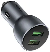 Автомобильная зарядка Ugreen 2xUSB-A Aluminum 3A 36W, серый на tehnoparc.md Автомобильная зарядка Ugreen 2xUSB-A Aluminum 3A 36W, серый