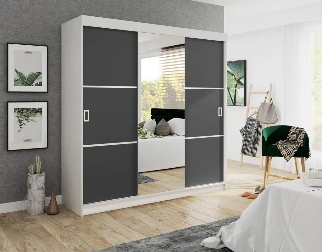 Dulap-cupe Prime Furniture Bill 3 200x205x59cm, alb/grafit