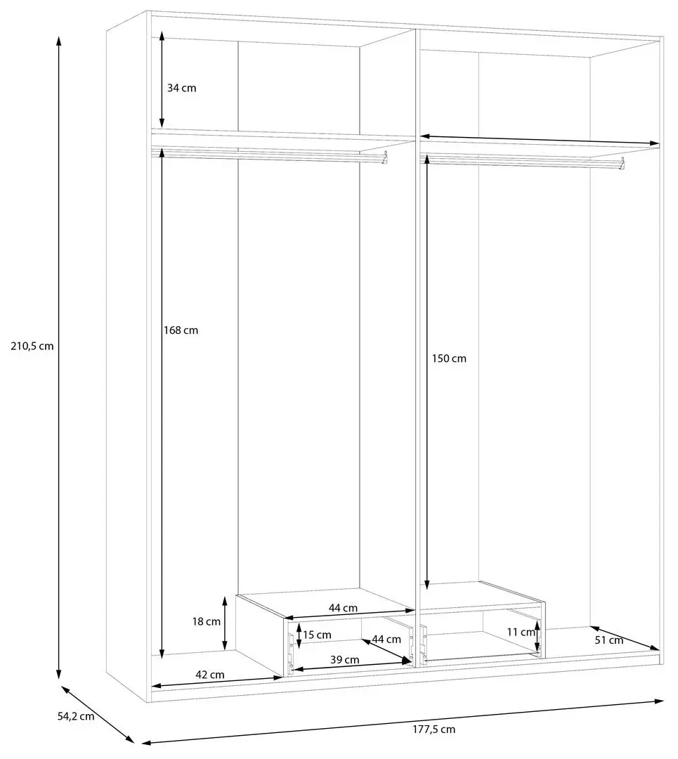 Шкаф Fortuna Econobox 2 177x210см, белый