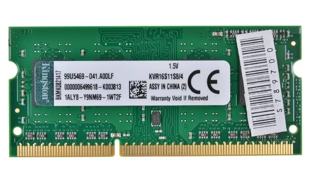 Оперативная память SO-DIMM Kingston ValueRam 4ГБ DDR3-1600MHz, CL11, 1.5V