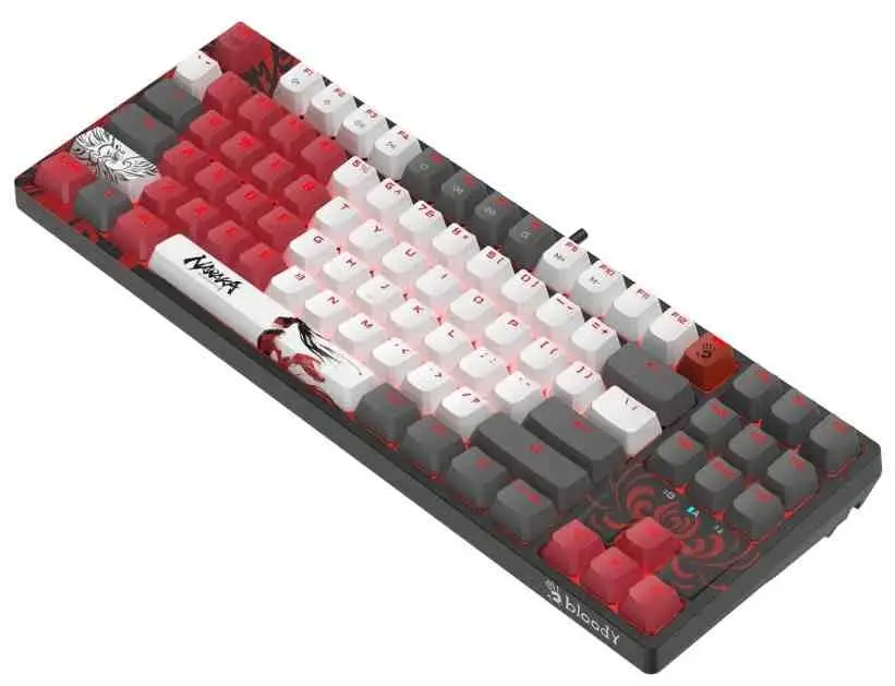 Клавиатура Bloody S87, белый/серый/красный на tehnoparc.md Клавиатура Bloody S87, белый/серый/красный