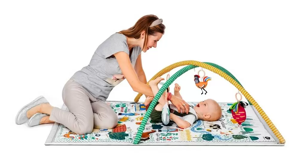 Covor de joc pentru copii KinderKraft Little Gardener, alb