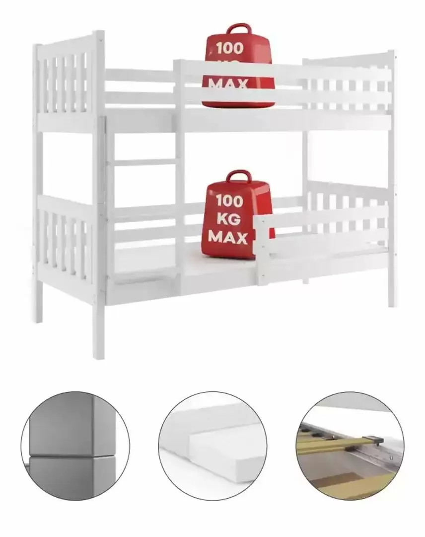 Детская кровать BMS Group Carino с матрасом 80x190см, белый