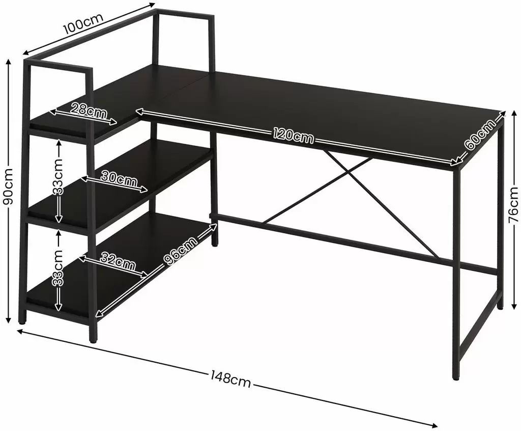 Письменный стол Costway HW67502BK, черный