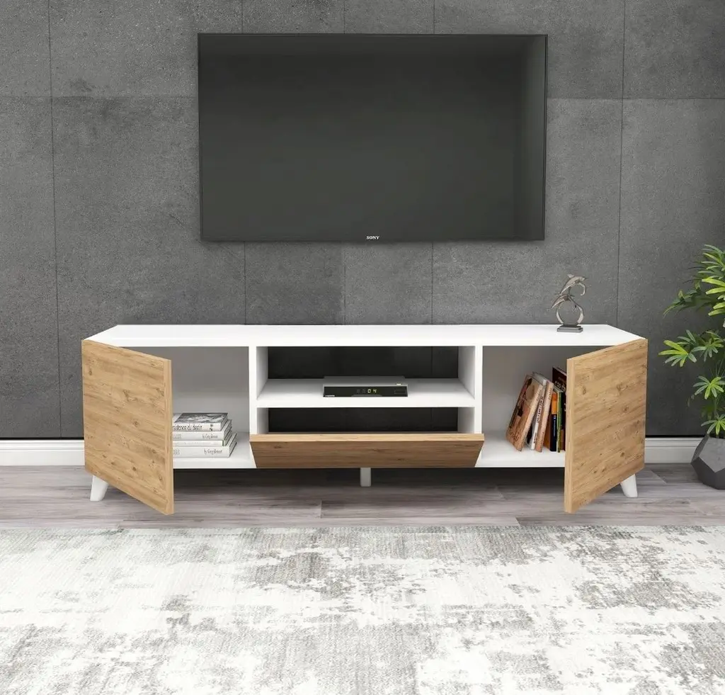 Tumbă pentru TV Fabulous 46x140cm, alb/pin