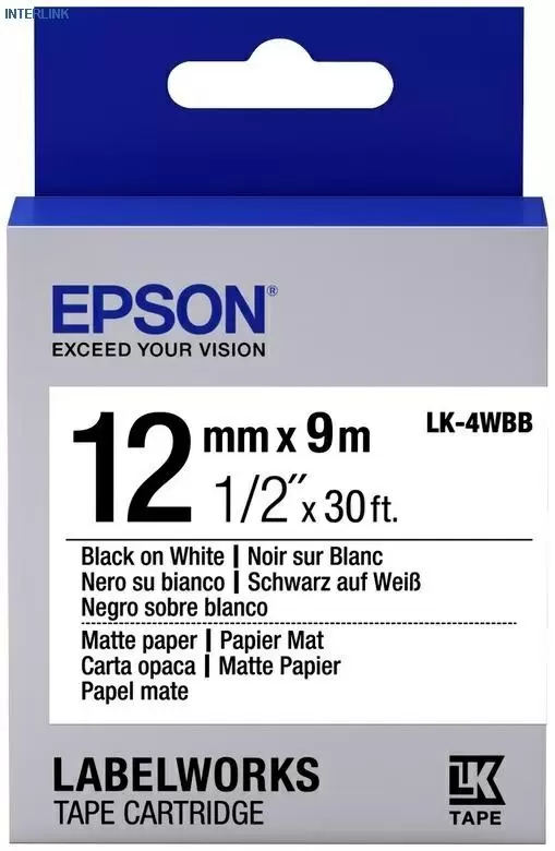 Panglică pentru imprimantă de etichete Epson LK 4WBB C53S654023