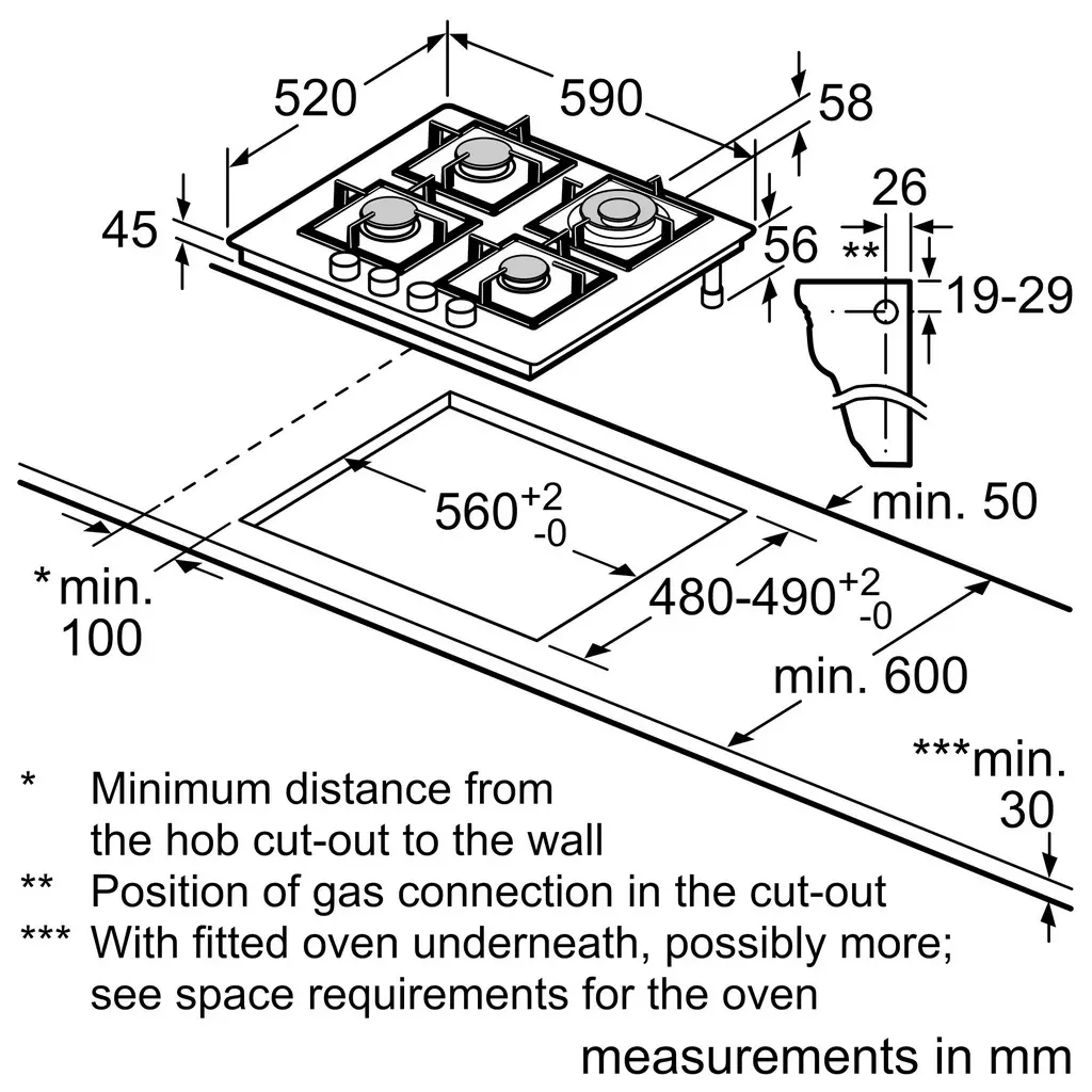 Газовая панель Bosch PNP6B6O92R, черный
