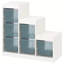 Etajeră cu containere IKEA Trofast 6 coșuri 99x44x94cm, alb/gri-albastru