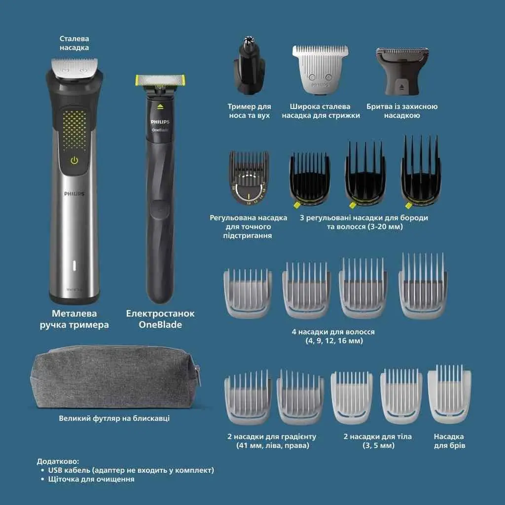 Maşină de tuns barba Philips MG9555/15, argintiu