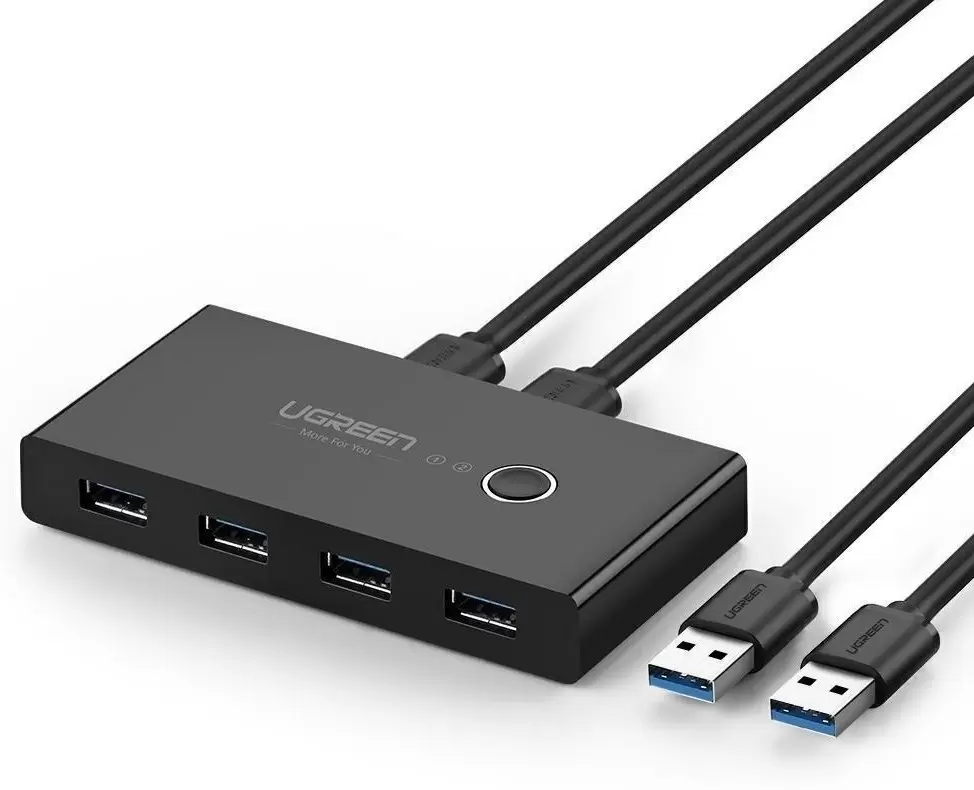 Разветвитель Ugreen 2 In 4 Out USB 3.0 Sharing Switch Box, черный