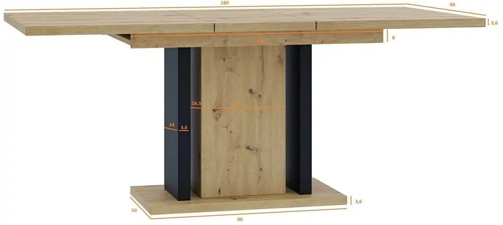 Masă Prospero Wood, stejar artizanat/negru
