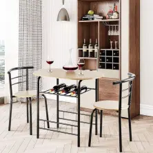 Set masă și scaune Costway HW54057NA, natural/negru pe tehnoparc.md Set masă și scaune Costway HW54057NA, natural/negru
