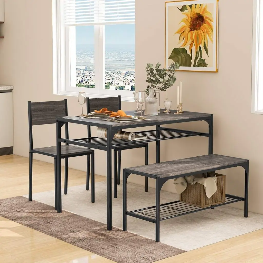 Set masă și scaune Costway KC55777GR, stejar gri/negru