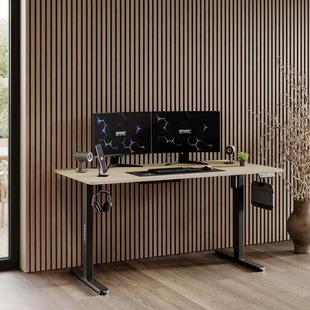 Masă de birou SENSE7 Nojo 140x70, pin negru