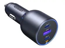 Автомобильная зарядка Ugreen 2xType-C + USB-A Aluminum 75W, серый на tehnoparc.md Автомобильная зарядка Ugreen 2xType-C + USB-A Aluminum 75W, серый