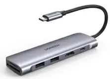 Док-станция UGreen USB-C to 2xUSB 3.0-A + HDMI + TF/SD, серебристый