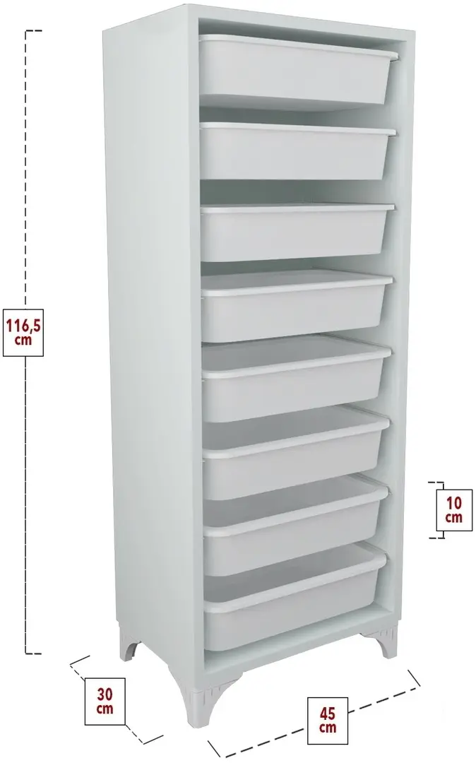 Container pentru jucării Fabulous cu 8 coșuri, alb