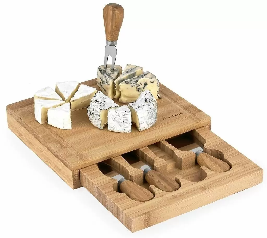 Tablă de servit cu 4 accesorii Konighoffer For Cheese, bambus