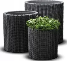Ghiveci Curver Cylinder Planters S+M+L, antracit