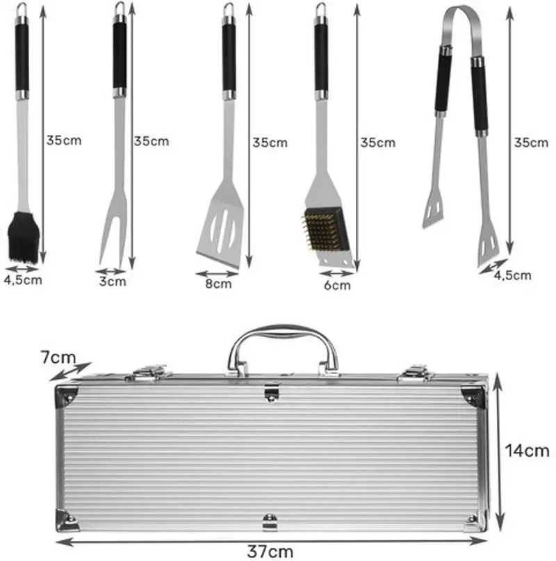 Set ustensile pentru barbeque Kaminer 18307, inox