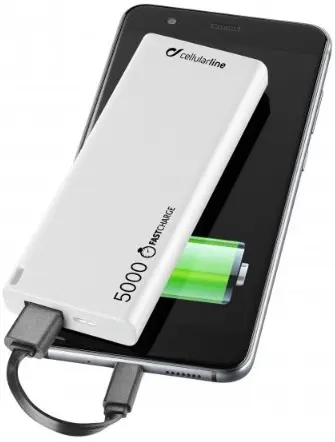 Acumulator extern CellularLine Slim Power Bank 5000mAh, alb pe tehnoparc.md Acumulator extern CellularLine Slim Power Bank 5000mAh, alb