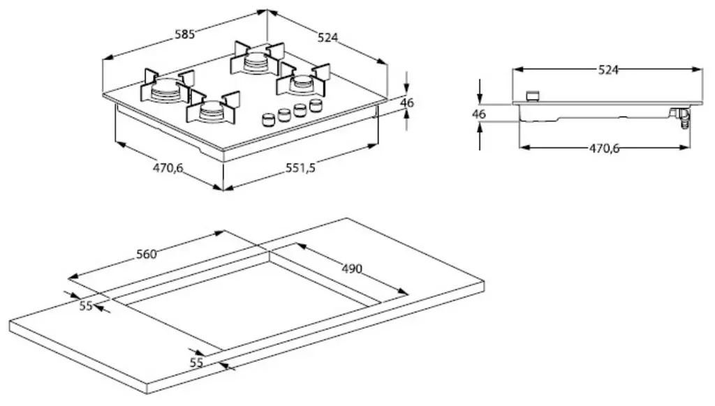 Газовая панель Beko HILG64325SDX, черный