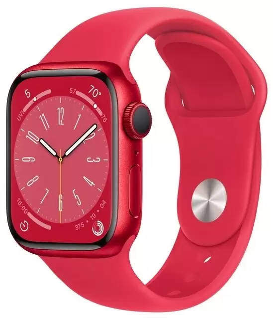 Smartwatch Apple Watch Series 8 GPS 41mm, carcasă din aluminiu, curea tip sport roșu