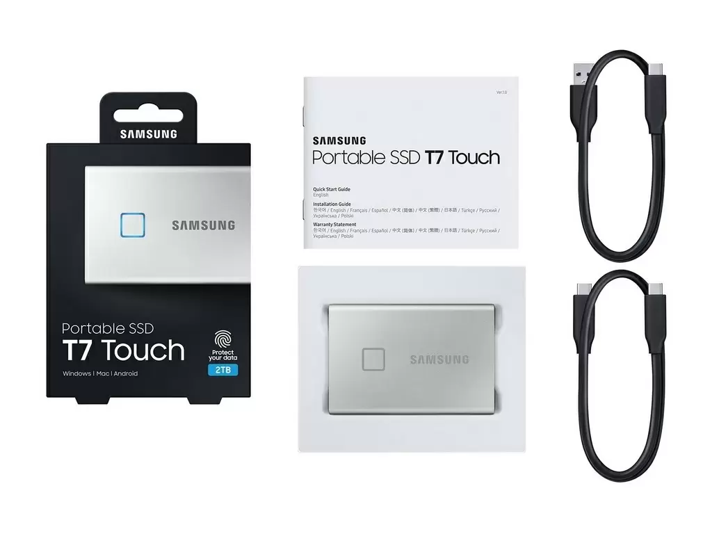 Disc rigid SSD extern Samsung T7 TOUCH 2TB, argintiu