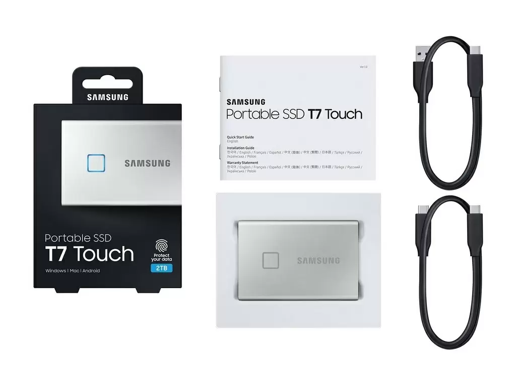 Внешний SSD Samsung T7 TOUCH 2ТБ, серебристый