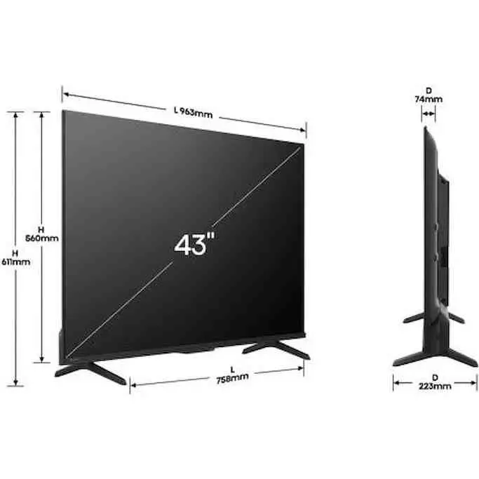 Televizor Hisense 43E7Q Pro, negru