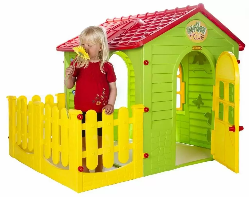 Căsuță de joacă MochToys 165x120x120.5cm, verde/galben