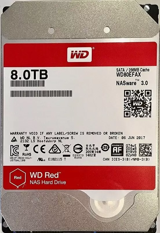 Жесткий диск WD Red NAS 3.5" WD80EFAX, 8TB