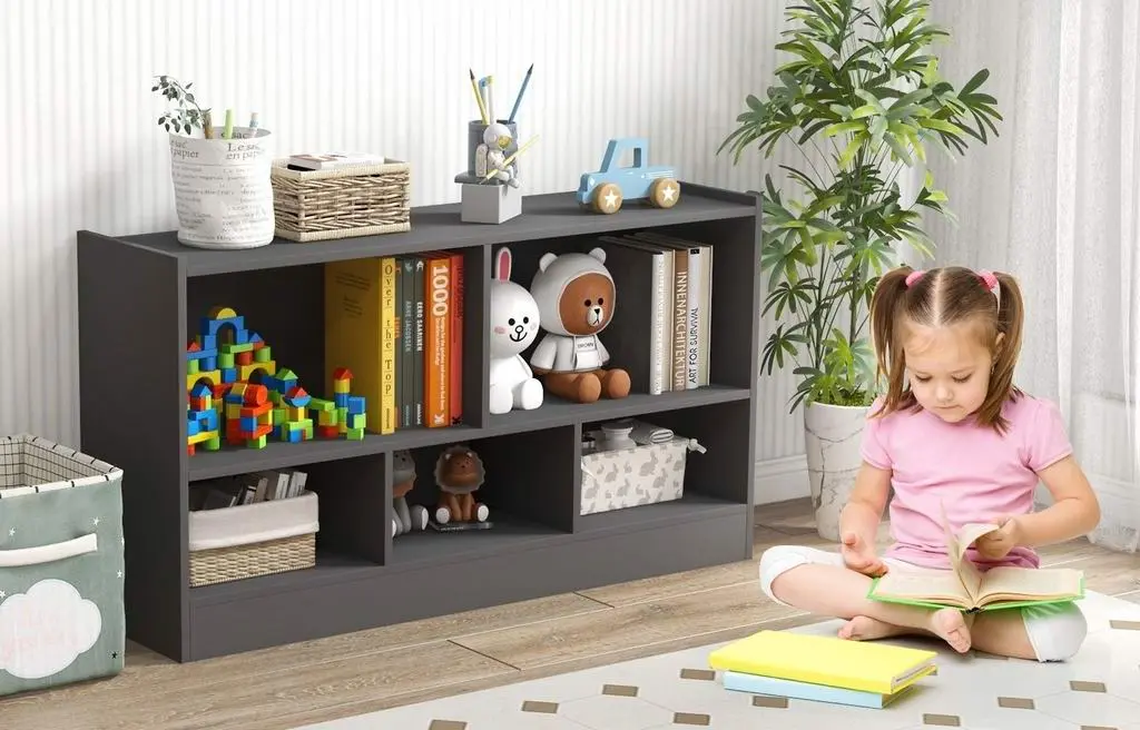 Tumbă-organizator pentru jucării Costway CB10297GR, gri pe tehnoparc.md Tumbă-organizator pentru jucării Costway CB10297GR, gri