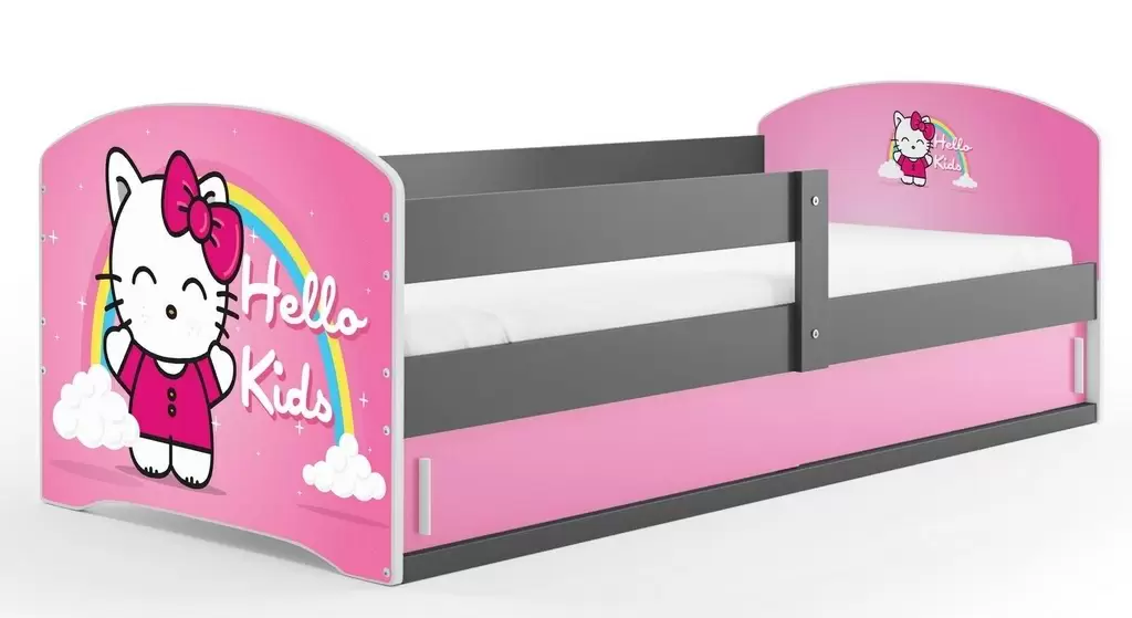 Детская кровать BMS Group Luki 1 Hello Kids 80x160см, графит/розовый