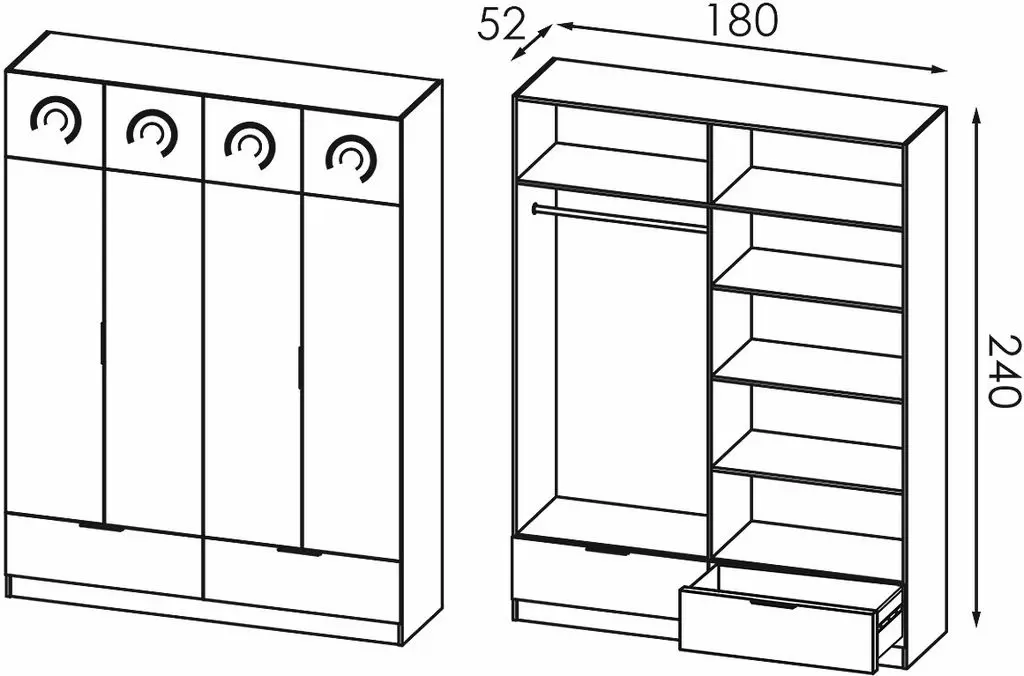 Шкаф Modern Komfort 180, крафтовый дуб серый/белый