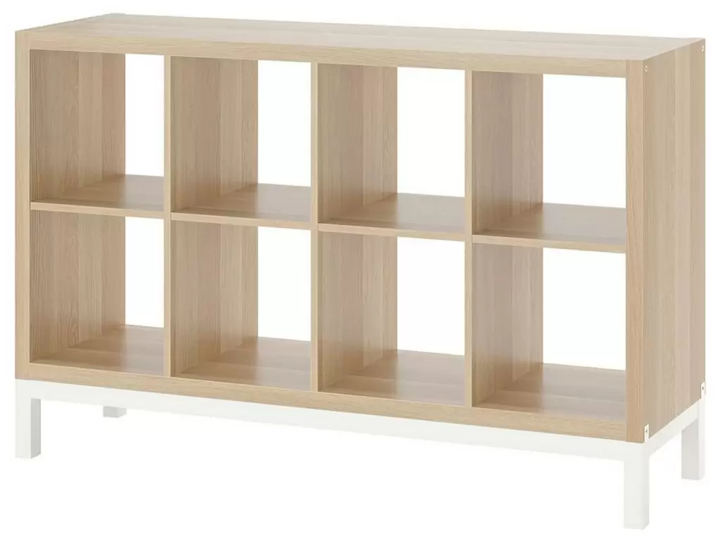 Etajeră IKEA Kallax cu cadru 147x94cm, stejar albit/alb